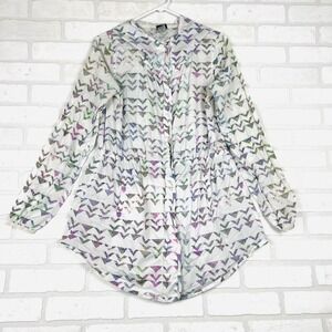 Champion C9 Womens Windbreaker Jacket White Purple Green Geo Small Lightweight